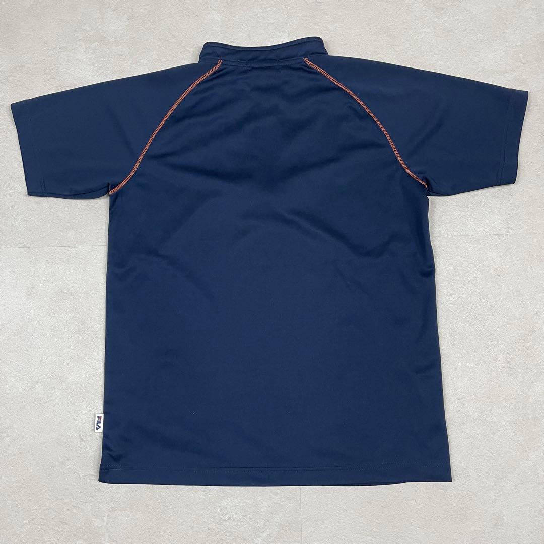 古着 FILA 半袖シャツ ハーフジップ スポーツウェア M ネイビー