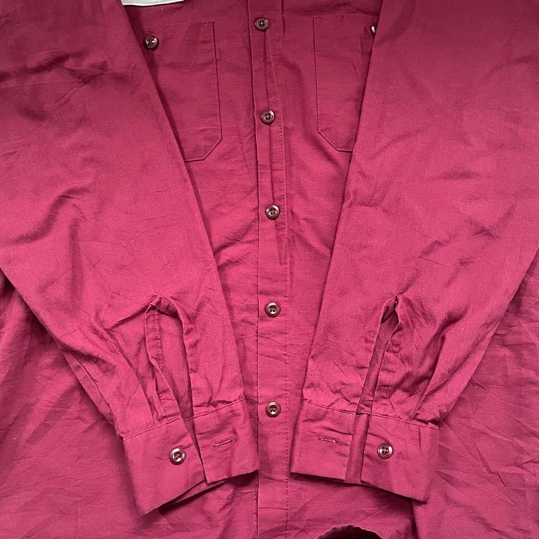 【美品】UniWeave 長袖ワークシャツ Mサイズ ワインレッド