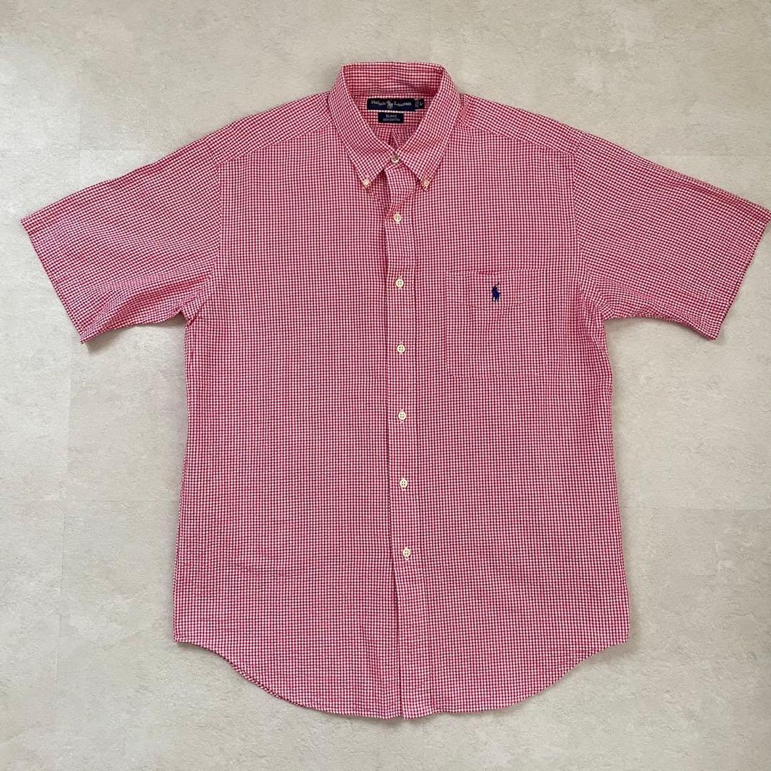 【美品】90s ラルフローレン BLAKE インド綿 チェックシャツ Lサイズ