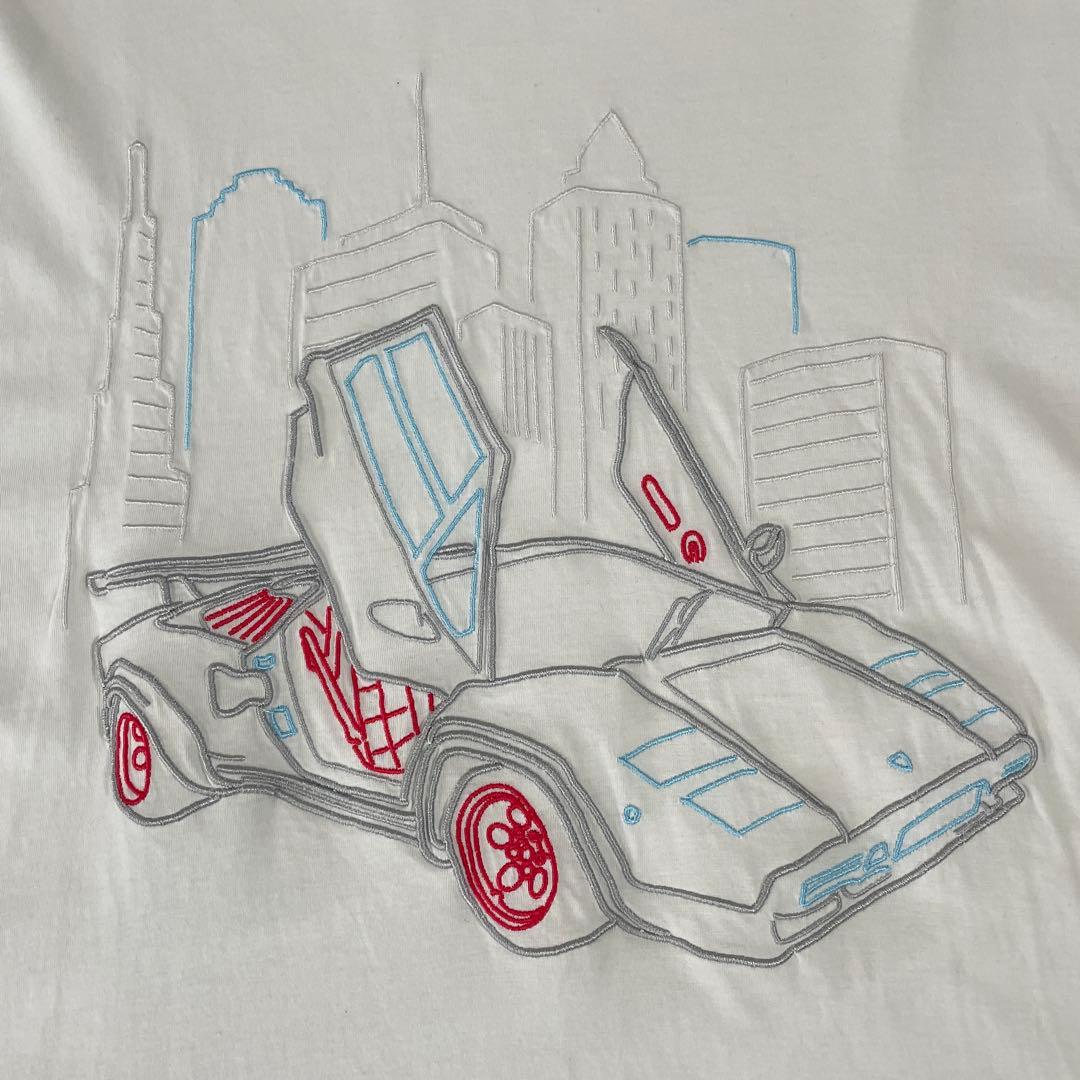 【美品】HYDROGEN ビック刺繍 車イラスト 半袖Tシャツ L ホワイト