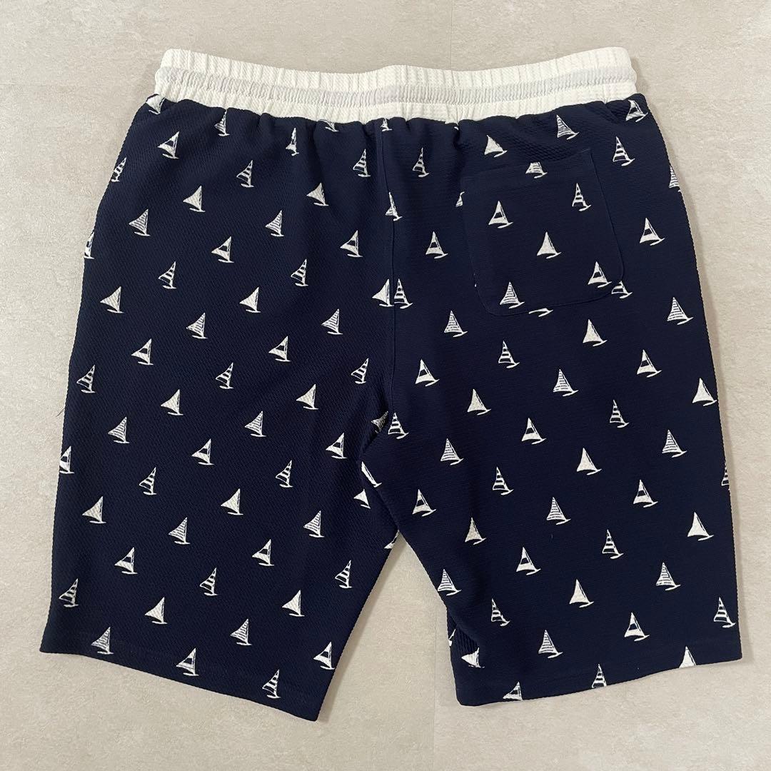【美品】イトーヨーカ堂 ハーフパンツ ヨット 総柄 ネイビー LL