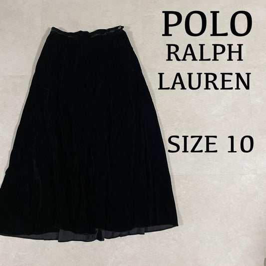 90s POLO RALPH LAUREN ベルベット ロングフレアスカート