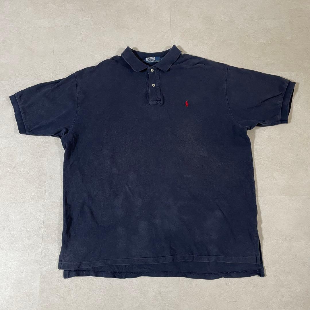90s POLO RALPH LAUREN 半袖ポロシャツ 2XL ネイビー