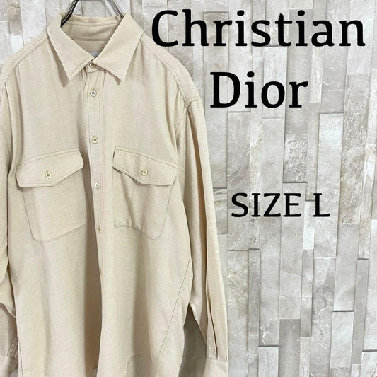 【美品】Christian Dior 長袖シャツ サイズL ベージュ