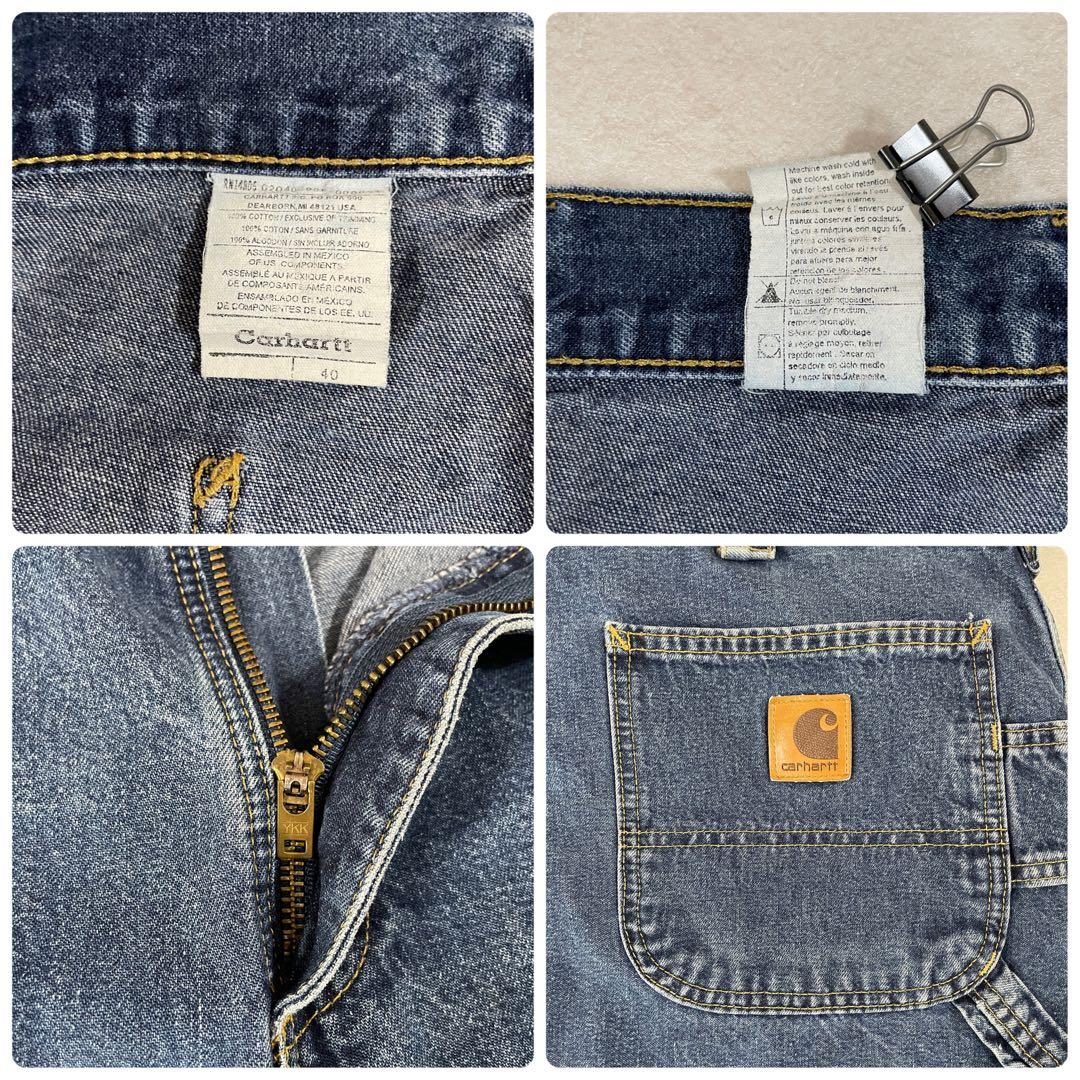 古着 carhartt デニム ハーフパンツ ロゴパッチ サイズ40 ブルー