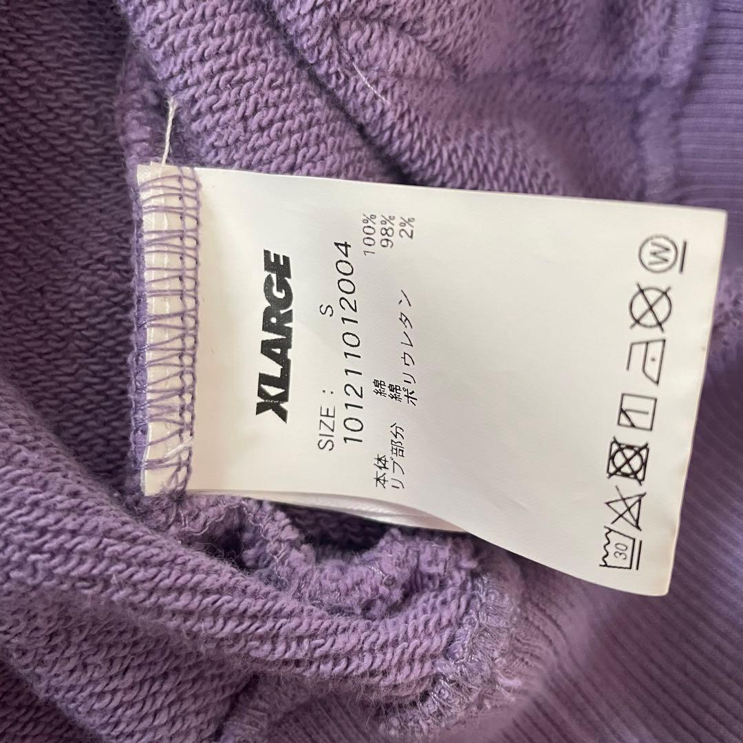 【美品】XLARGE フード付き長袖パーカー Sサイズ パープル