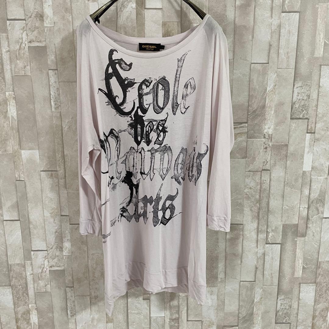 古着 DIESEL BLACK GOLD 7分袖Tシャツ S ライトピンク