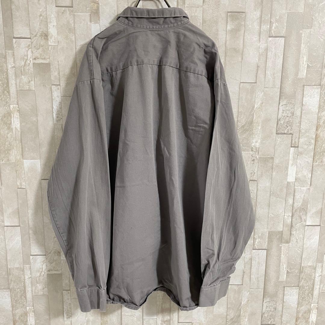 古着 RED KAP 長袖ワークシャツ サイズ2XL グレー