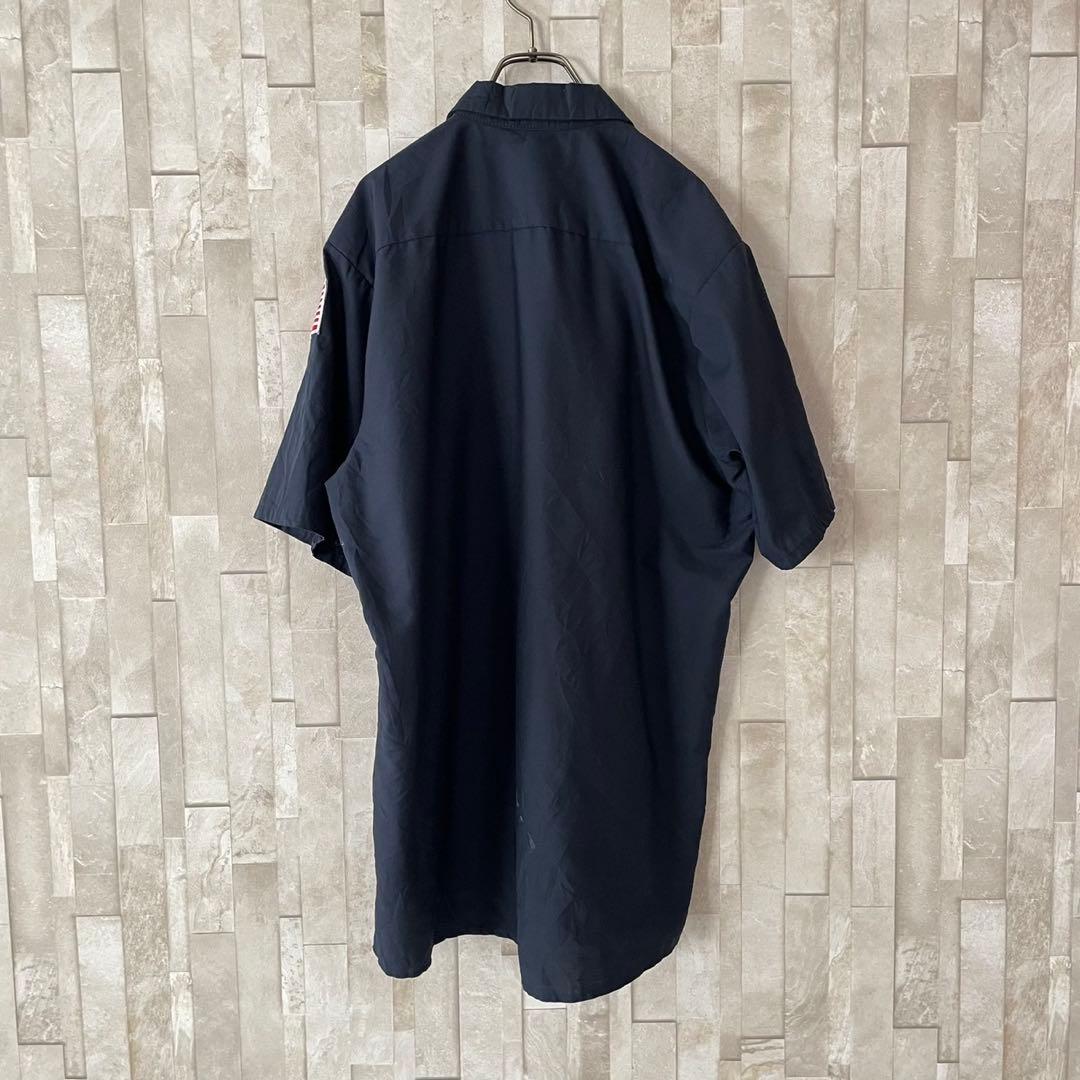 古着 RED KAP 半袖ワークシャツ Lサイズ ネイビー