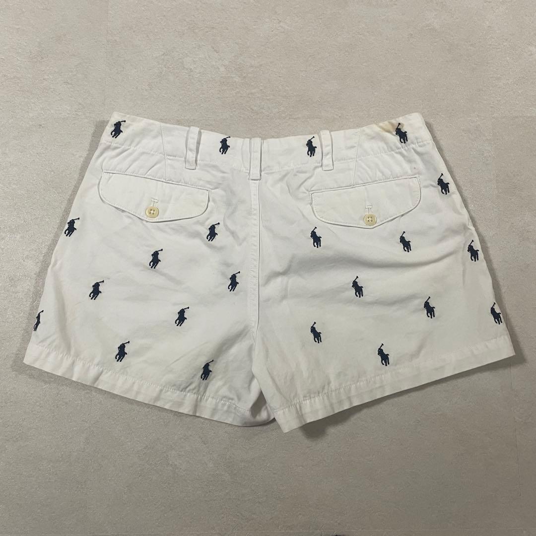 90s RALPH LAUREN SPORT ハーフパンツ ポニー刺繍 ホワイト