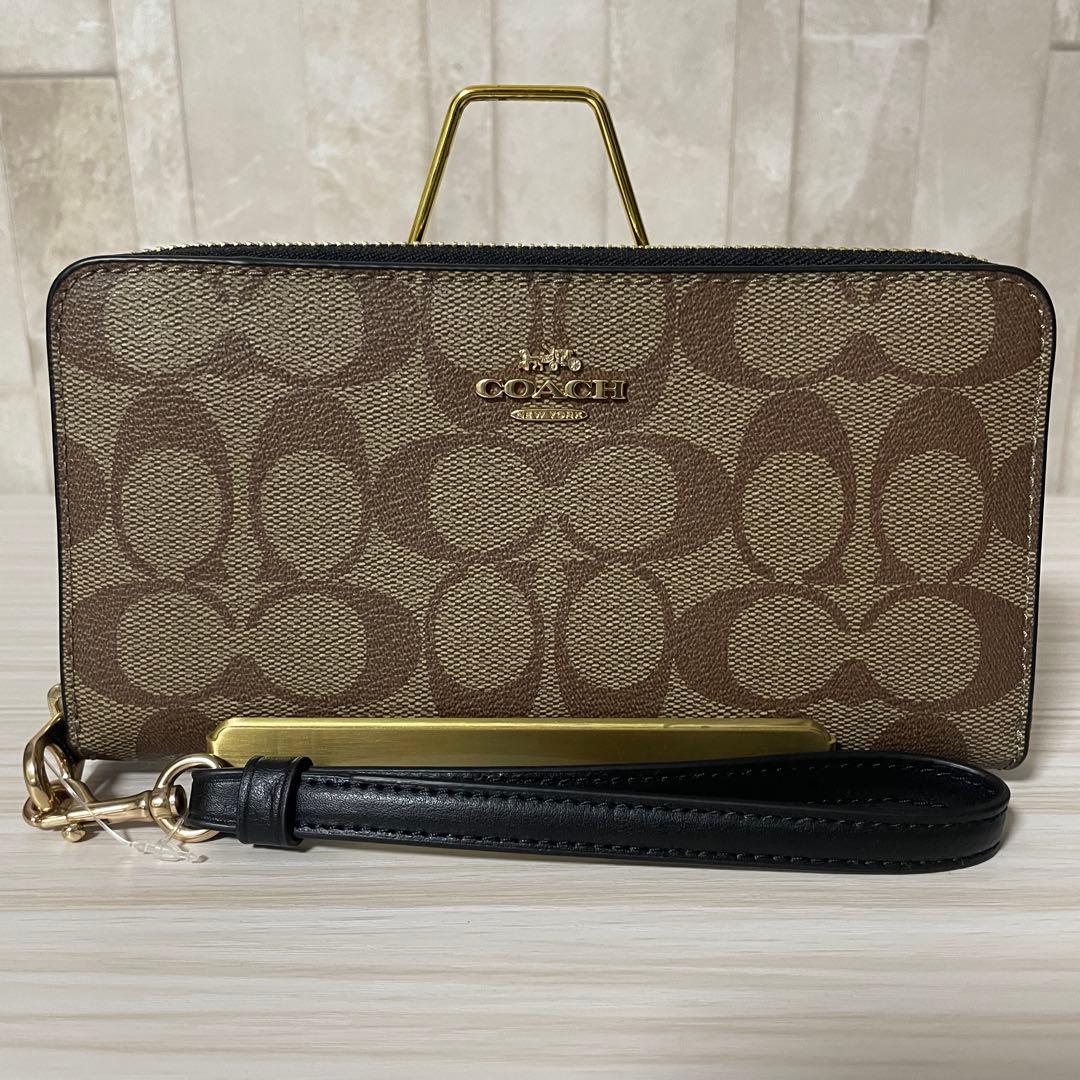 訳あり新品 COACH 長財布 シグネチャー ブラウン