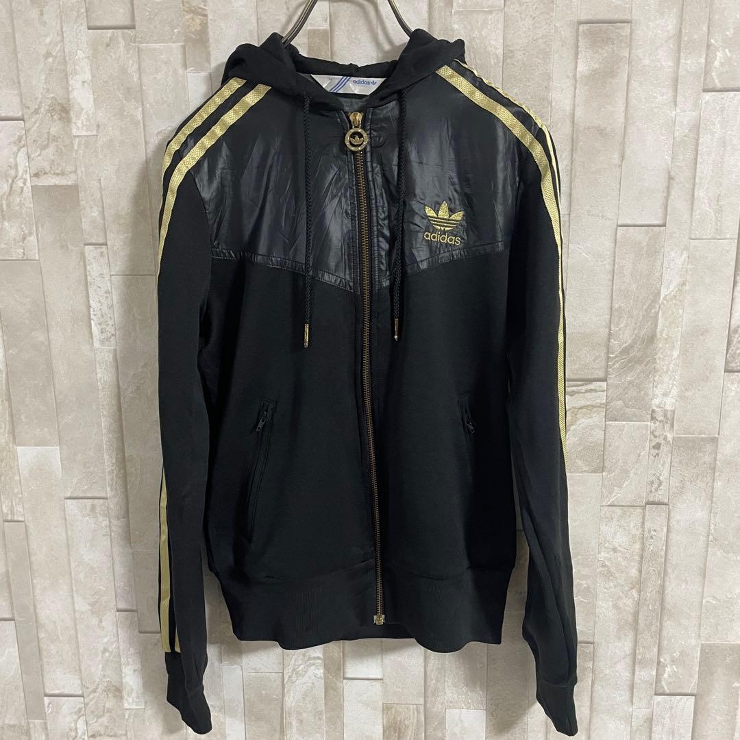 【希少美品】adidas Originals コーティングジャージ 黒 金