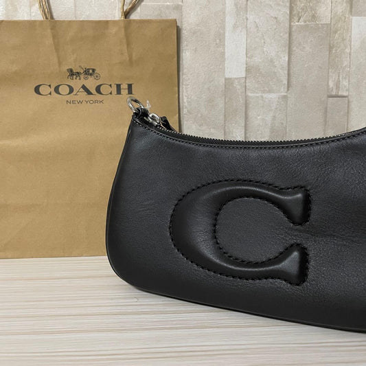 訳あり新品 COACH テリ ショルダーバッグ ビッグロゴ 黒