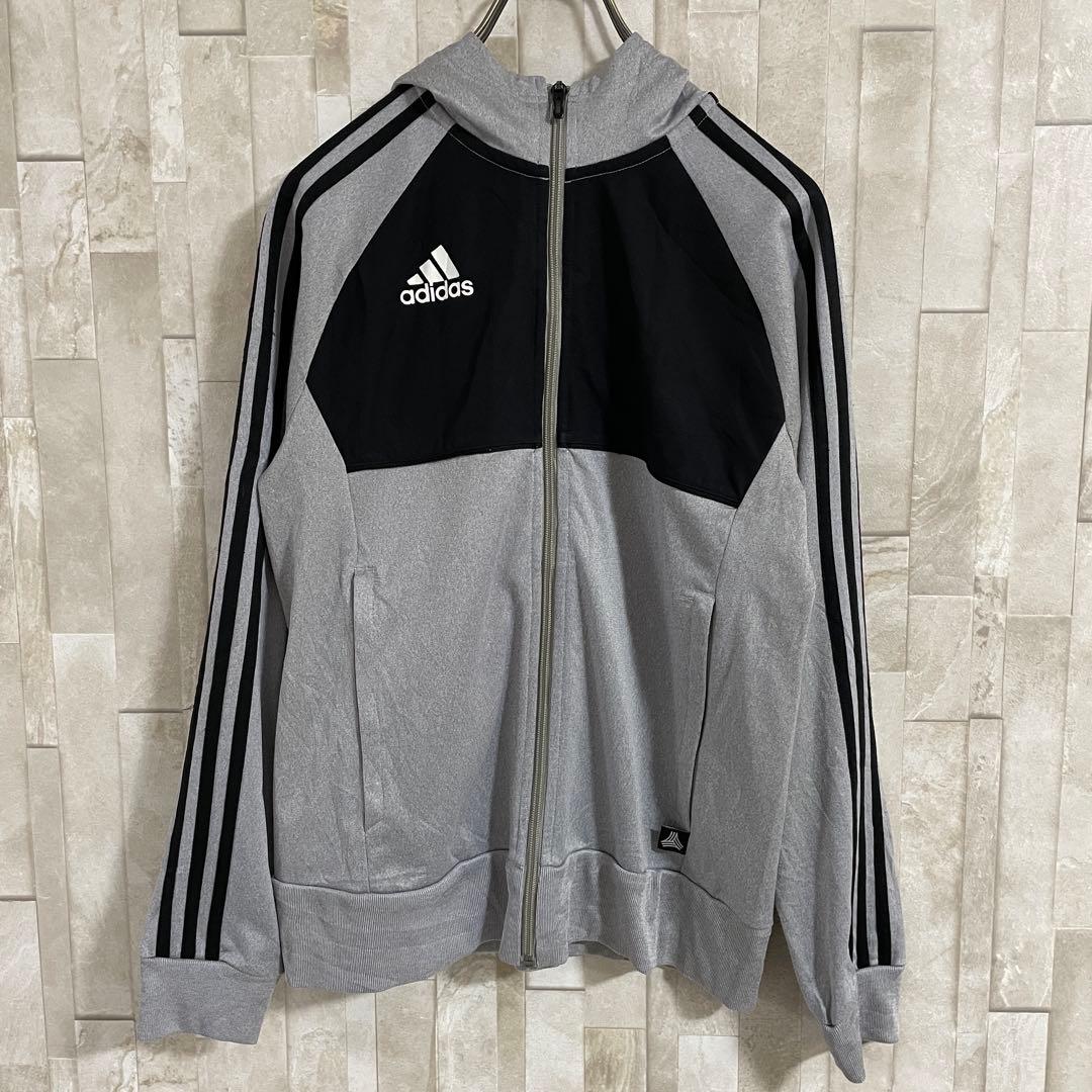 古着 adidas トラックジャケット サイズ160 グレー×ブラック