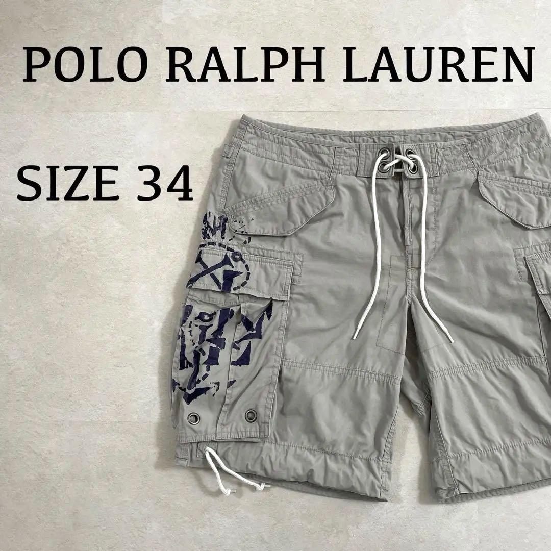 90s POLO RALPH LAUREN ハーフパンツ グレー 34サイズ