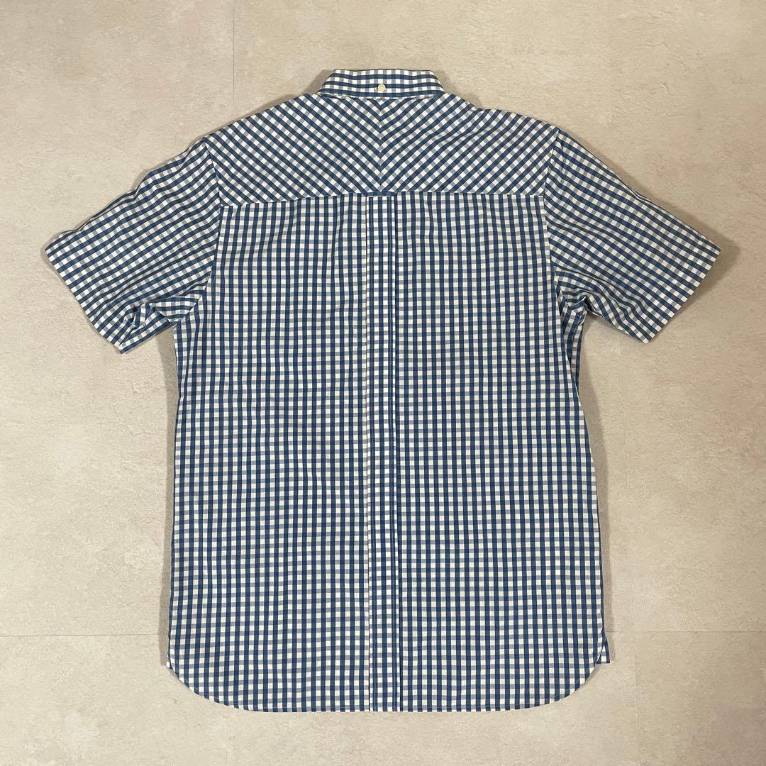 【美品】FRED PERRY 半袖シャツ ボタンダウン チェック柄 ブルー S