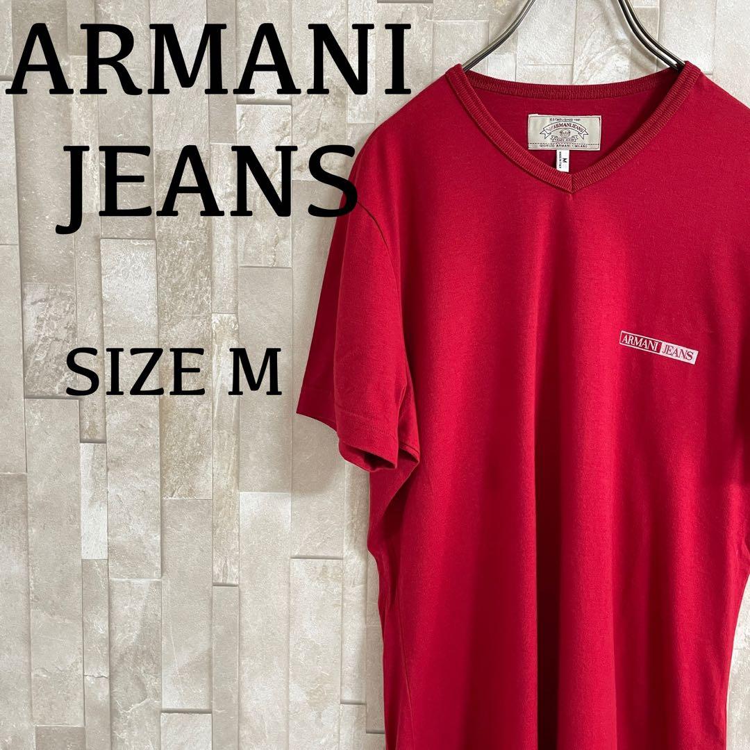 古着ARMANI JEANS Tシャツ ロゴプリント サイズM レッド