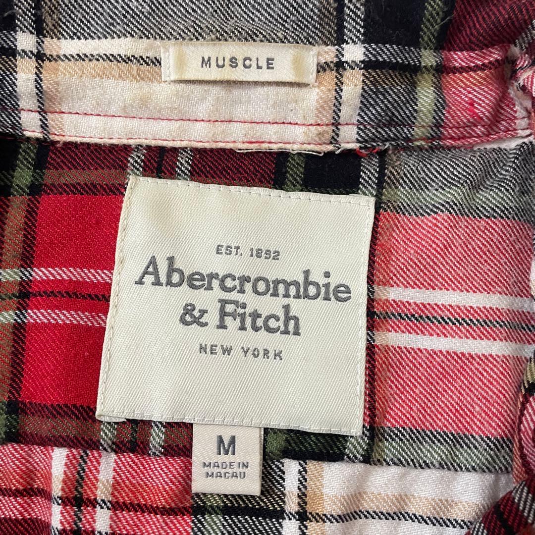 古着 Abercrombie&Fitch チェック柄 ネルシャツ トナカイ刺繍