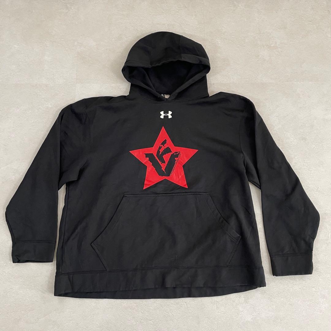 古着 UNDER ARMOR プルオーバーパーカー サイズXL ブラック
