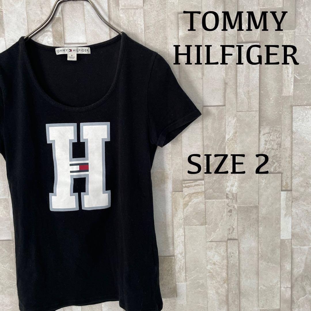 【美品】TOMMY HILFIGER 半袖Tシャツ ロゴプリント 2 ブラック