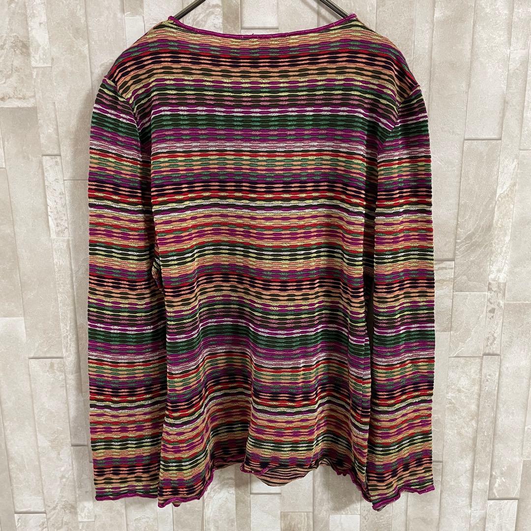 古着 MISSONI 長袖ニット イタリア製 ボーダー マルチカラー 46