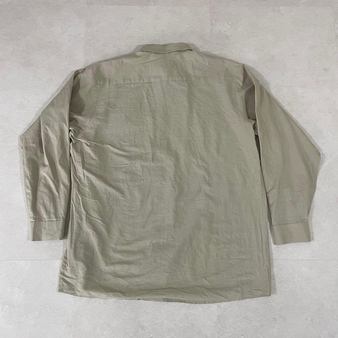 古着 RED KAP 長袖ワークシャツ ワッペン刺繍 サイズ2XL ベージュ