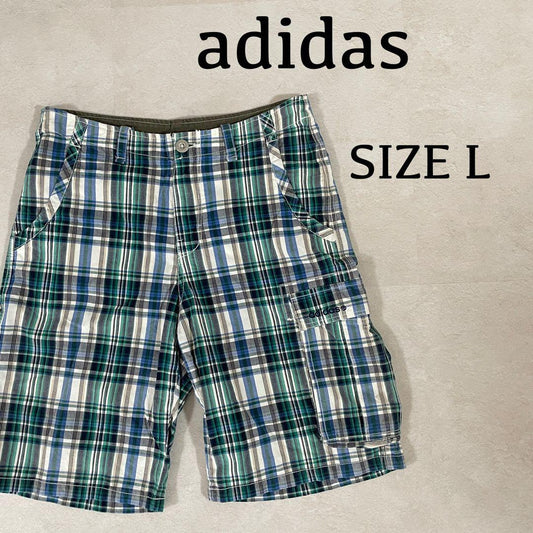 【美品】adidas×デビットベッカムコラボ ハーフパンツ L チェック柄