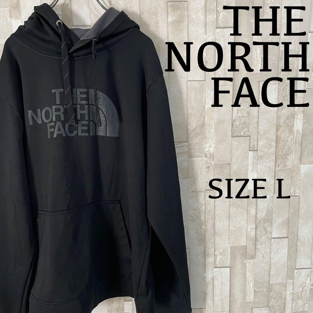 【美品】THE NORTH FACE パーカー ビッグロゴプリント ブラック L