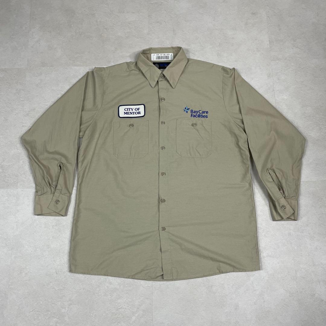 古着 Unifirst ユニファースト 長袖ワークシャツ サイズXL ベージュ