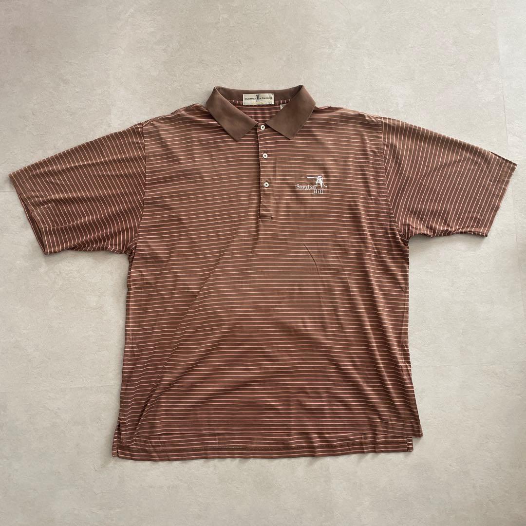 USA古着 FAIRWAY&GREENE ポロシャツ XL ブラウン系 ボーダー