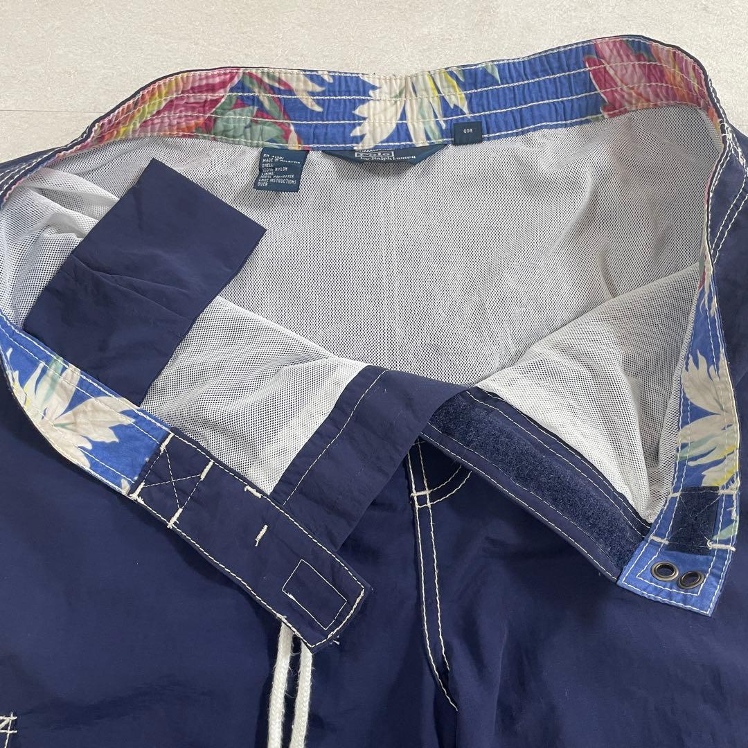 【希少】90s POLO RALPH LAUREN ネイビー スイムショーツ M