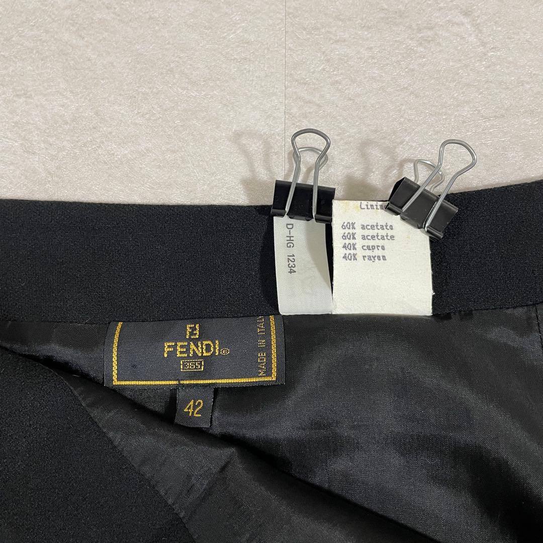 【美品】FENDI フェンディ ウールスカート イタリア製 サイズ42 ブラック