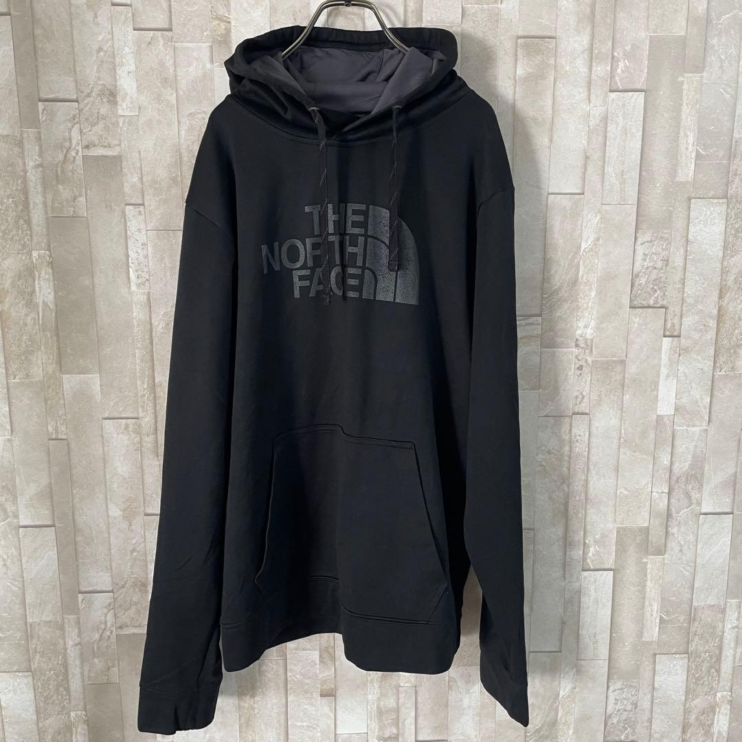 【美品】THE NORTH FACE パーカー ビッグロゴプリント ブラック L