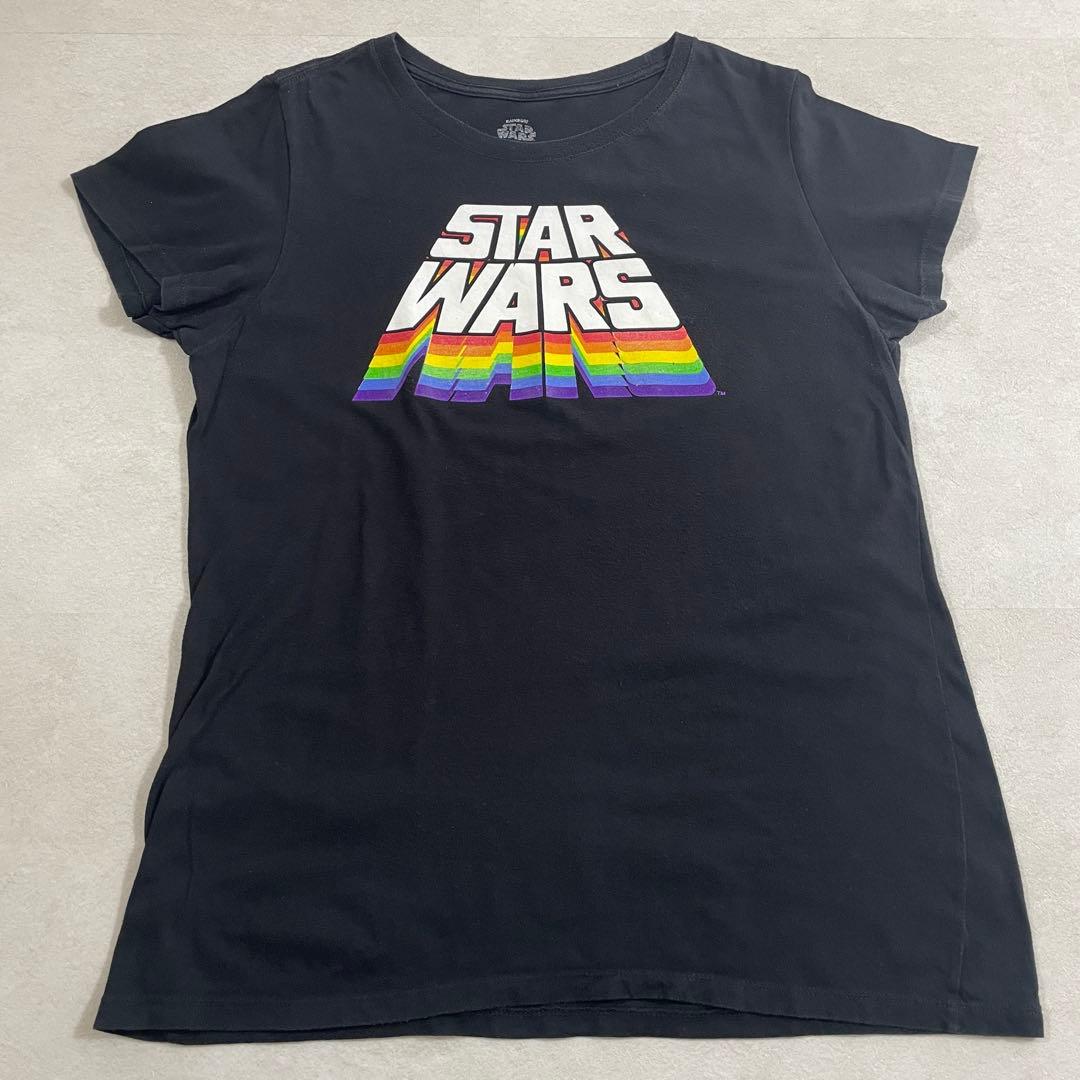 【美品】STAR WARS Tシャツ レインボーロゴ ブラック XXLサイズ