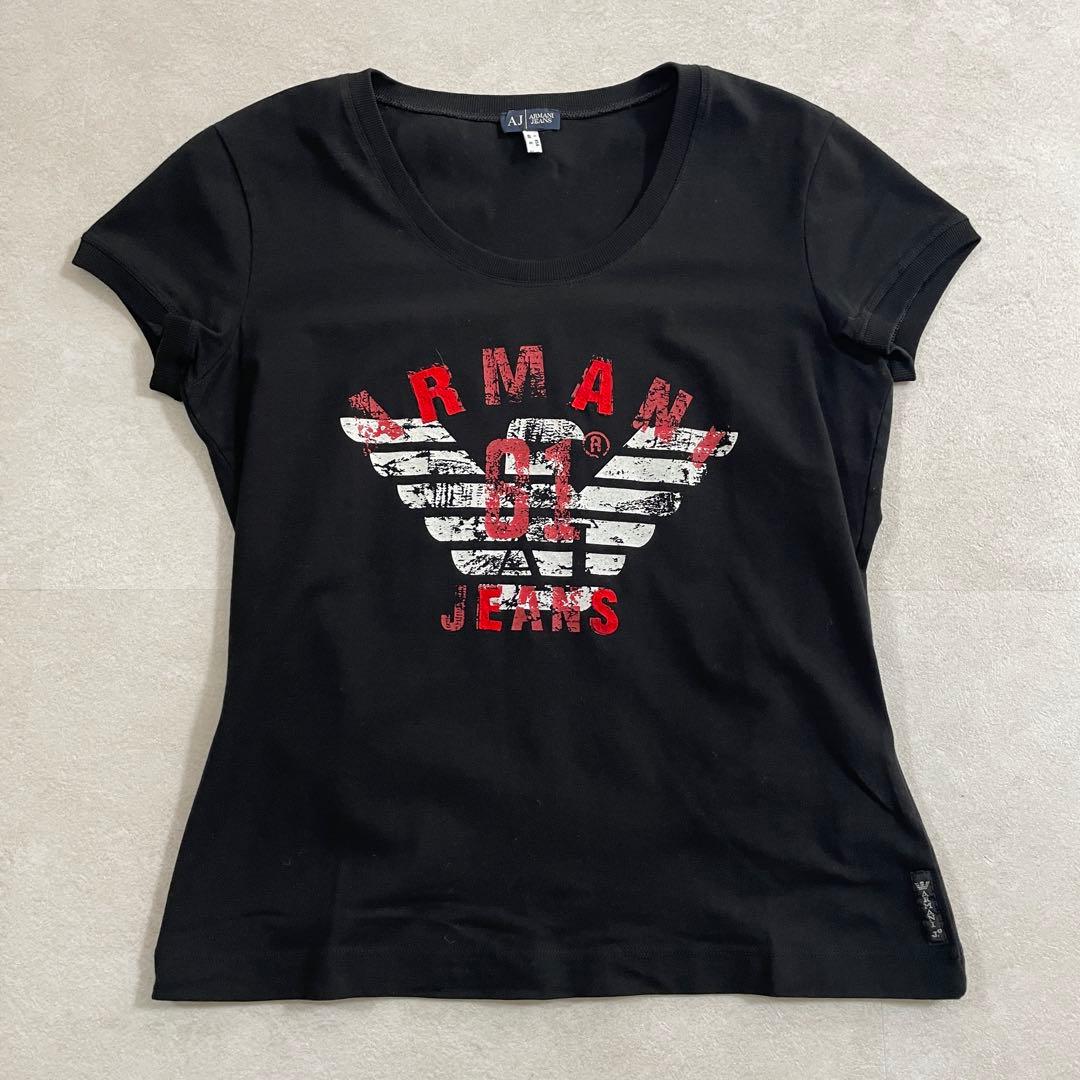 【美品】古着 ARMANI JEANS ブラック 半袖Tシャツ USAサイズ6
