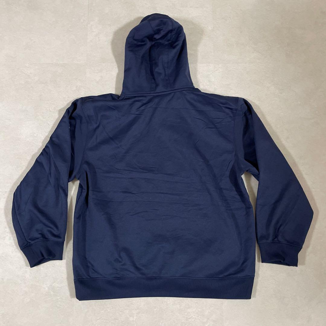 古着 UNDER ARMOUR プルオーバーパーカー プリント STORM 紺色