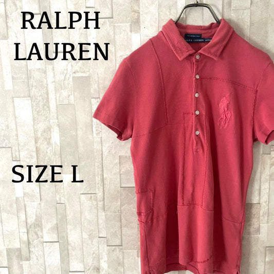【美品】RALPH LAUREN スキニー パッチワーク ポロシャツ L