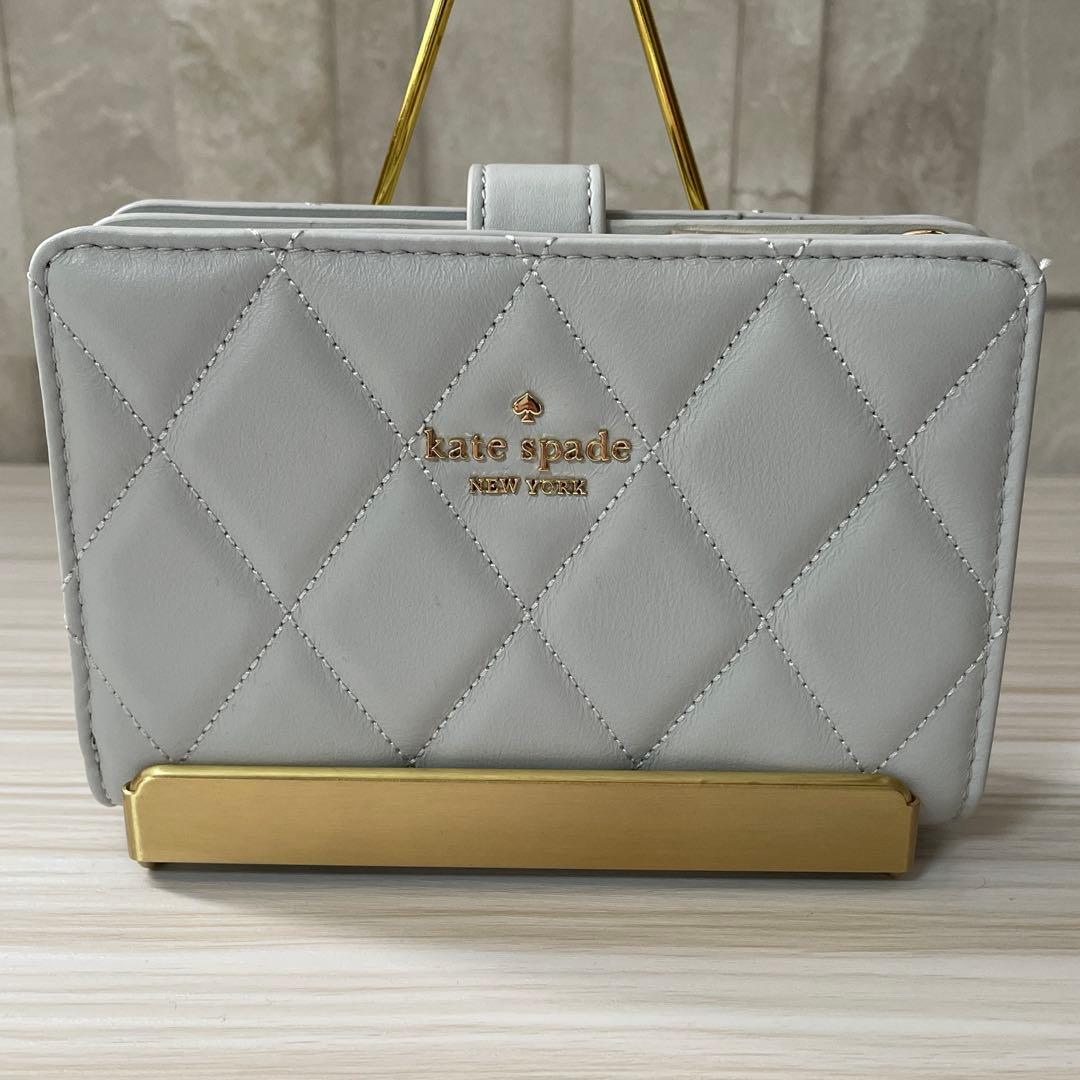 訳あり新品 kate spade 二つ折り財布 キルティング