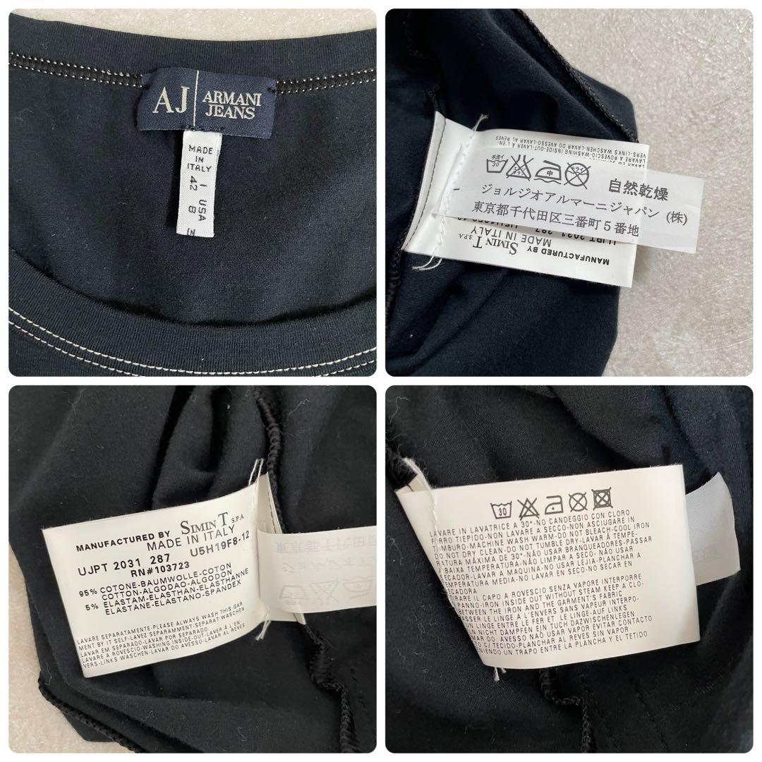 【美品】ARMANI JEANS 半袖Tシャツ サイズ8 ブラック