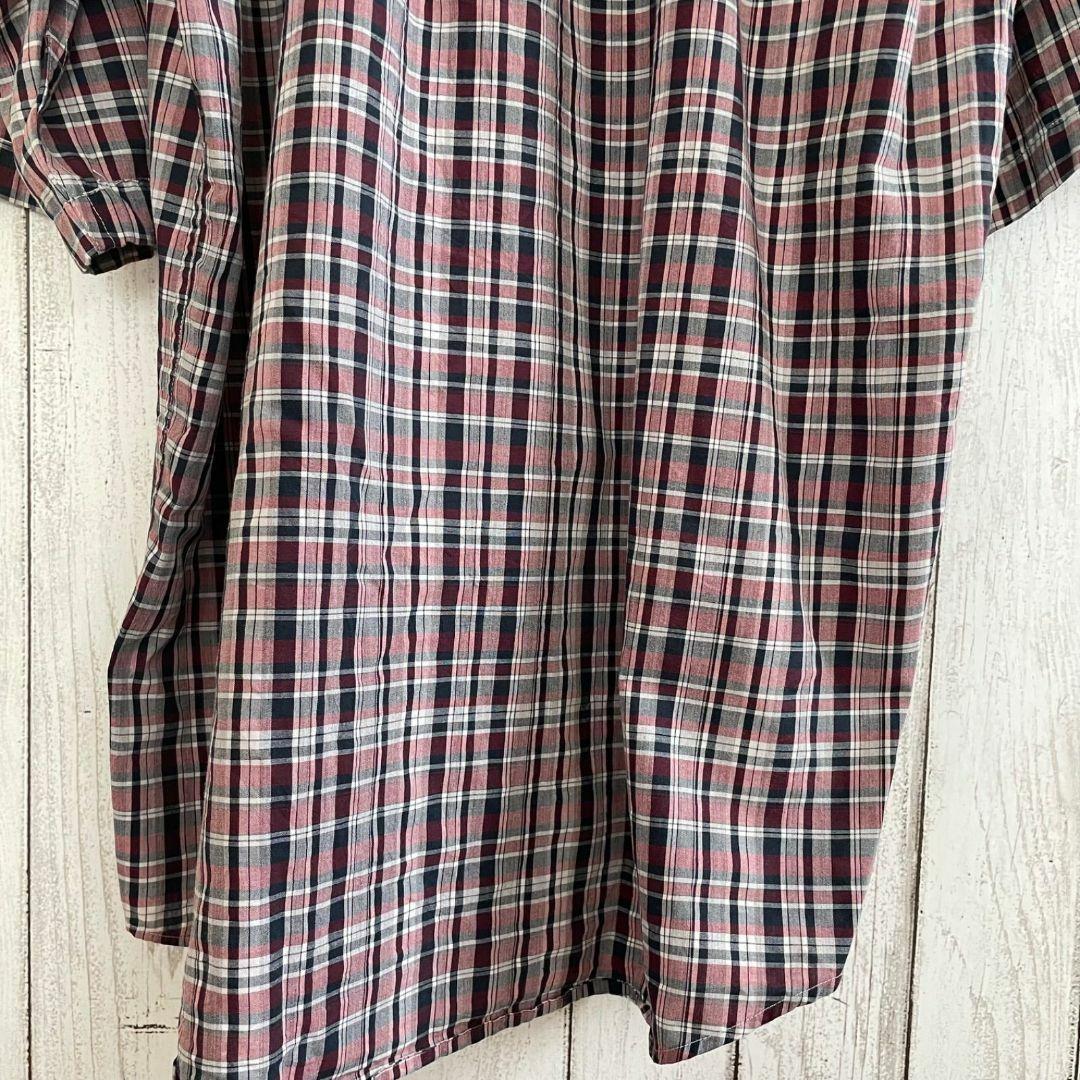 80s ラルフローレン メンズ 半袖 シャツ Mサイズ レッド系 チェック柄