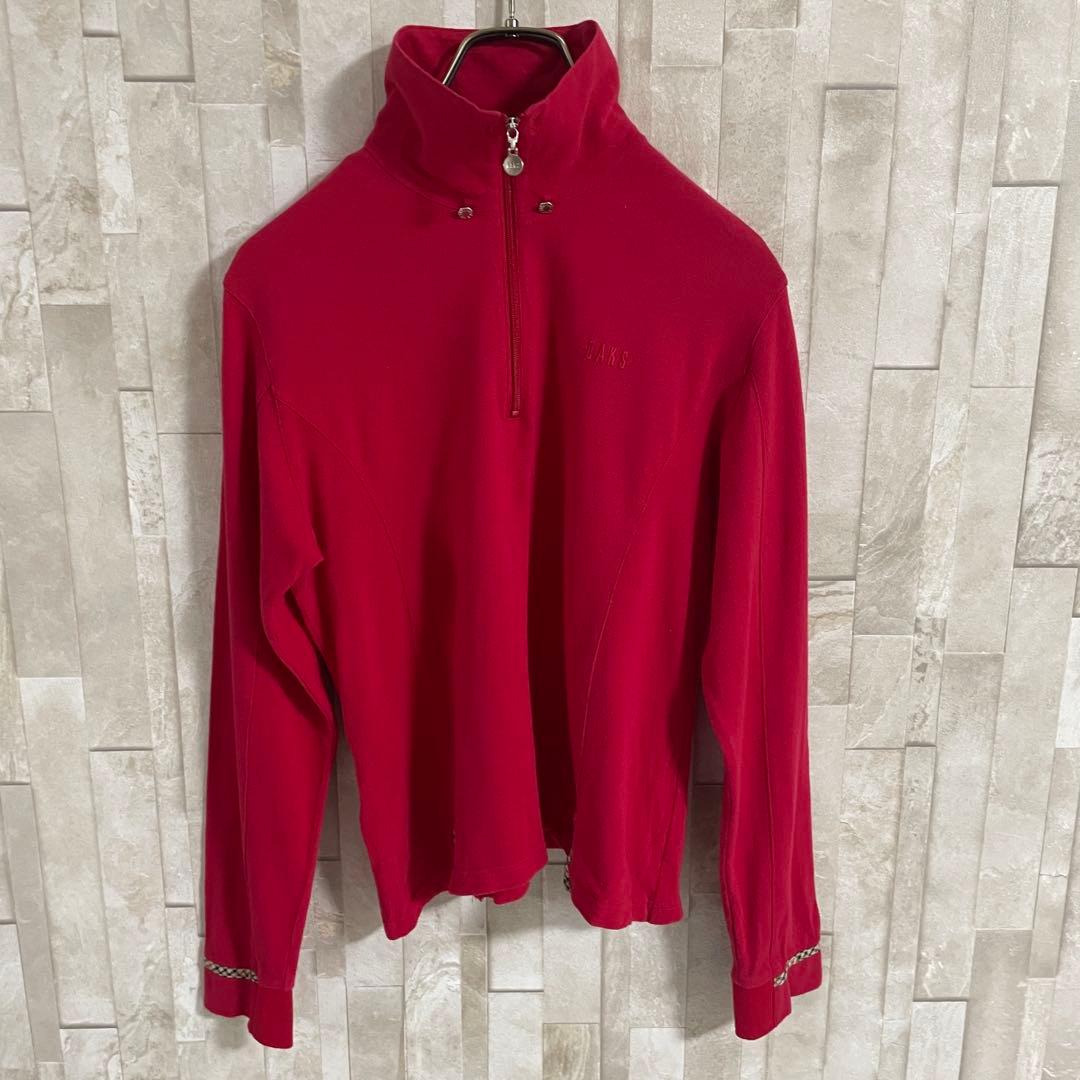 【美品】DAKS GOLF ポロシャツ ハーフジップ チェック柄 L レッド