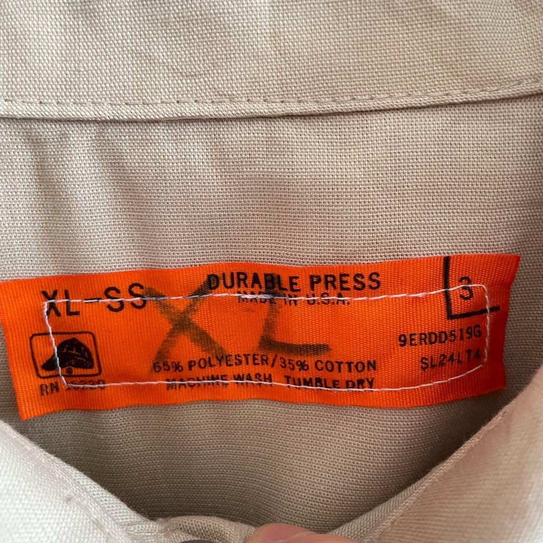 古着 DURABLE PRESS 半袖ワークシャツ XLサイズ ベージュ USA