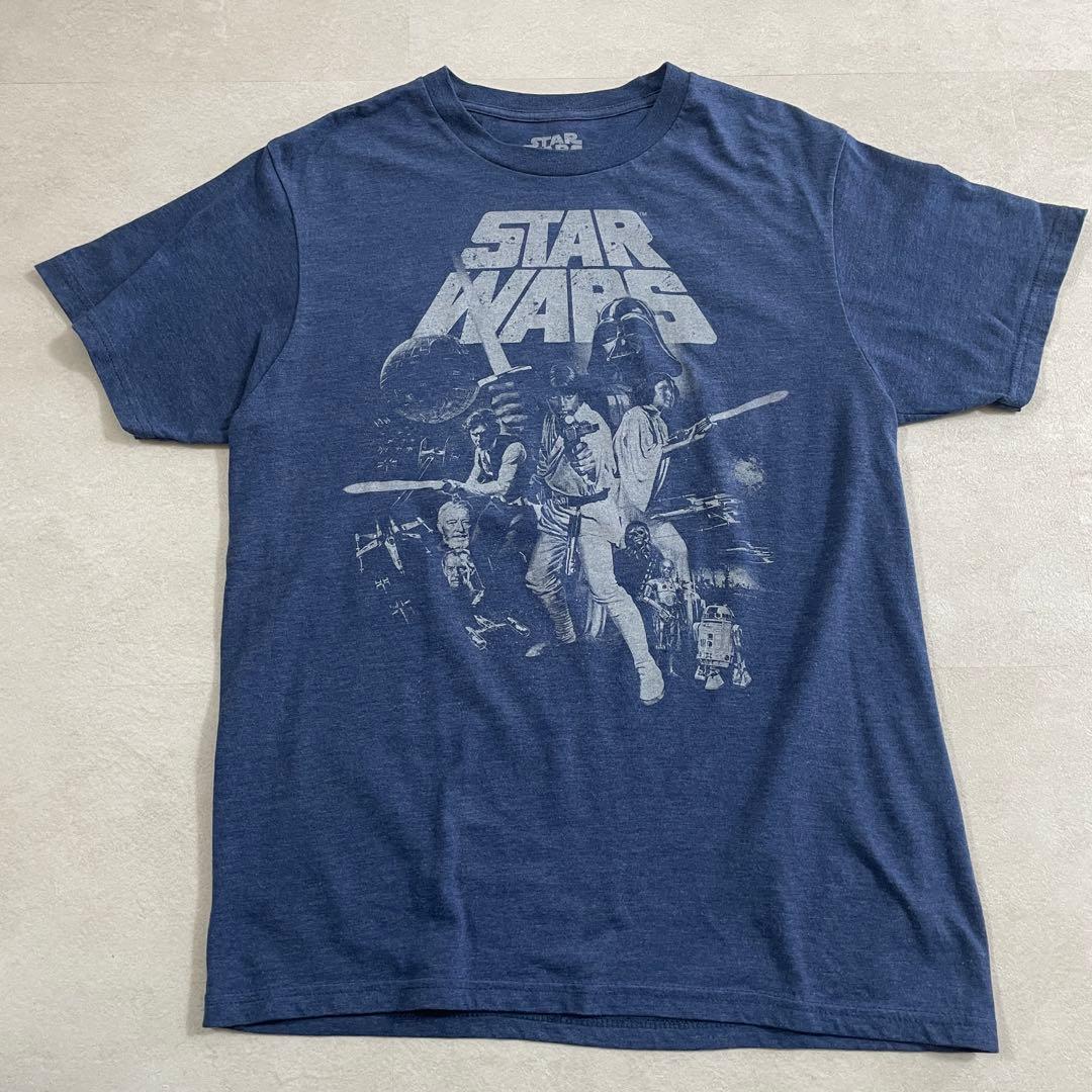 古着 STAR WARS ロゴプリント 半袖Tシャツ ブルー Mサイズ
