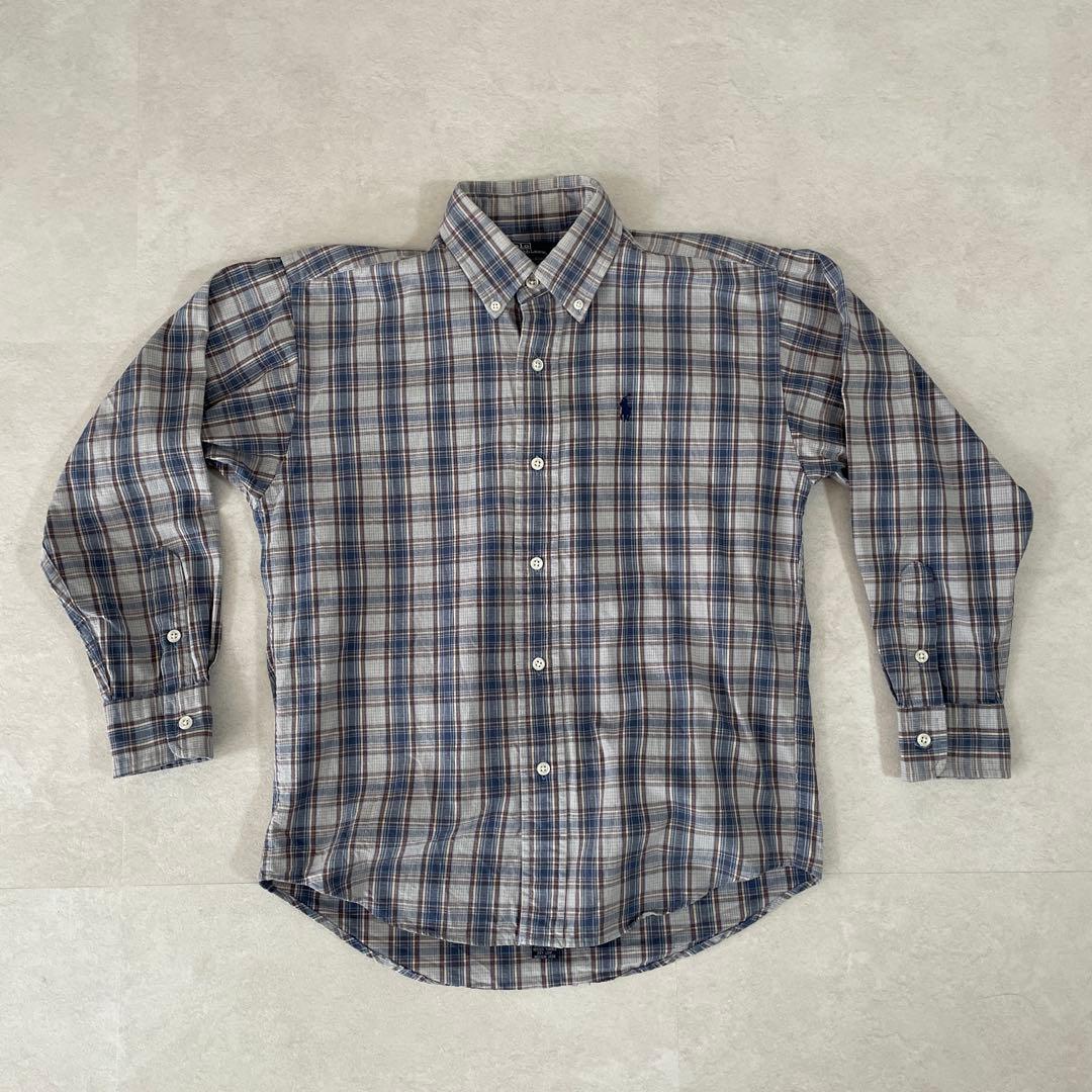 【美品】90s POLO RALPH LAUREN 長袖シャツ S チェック柄