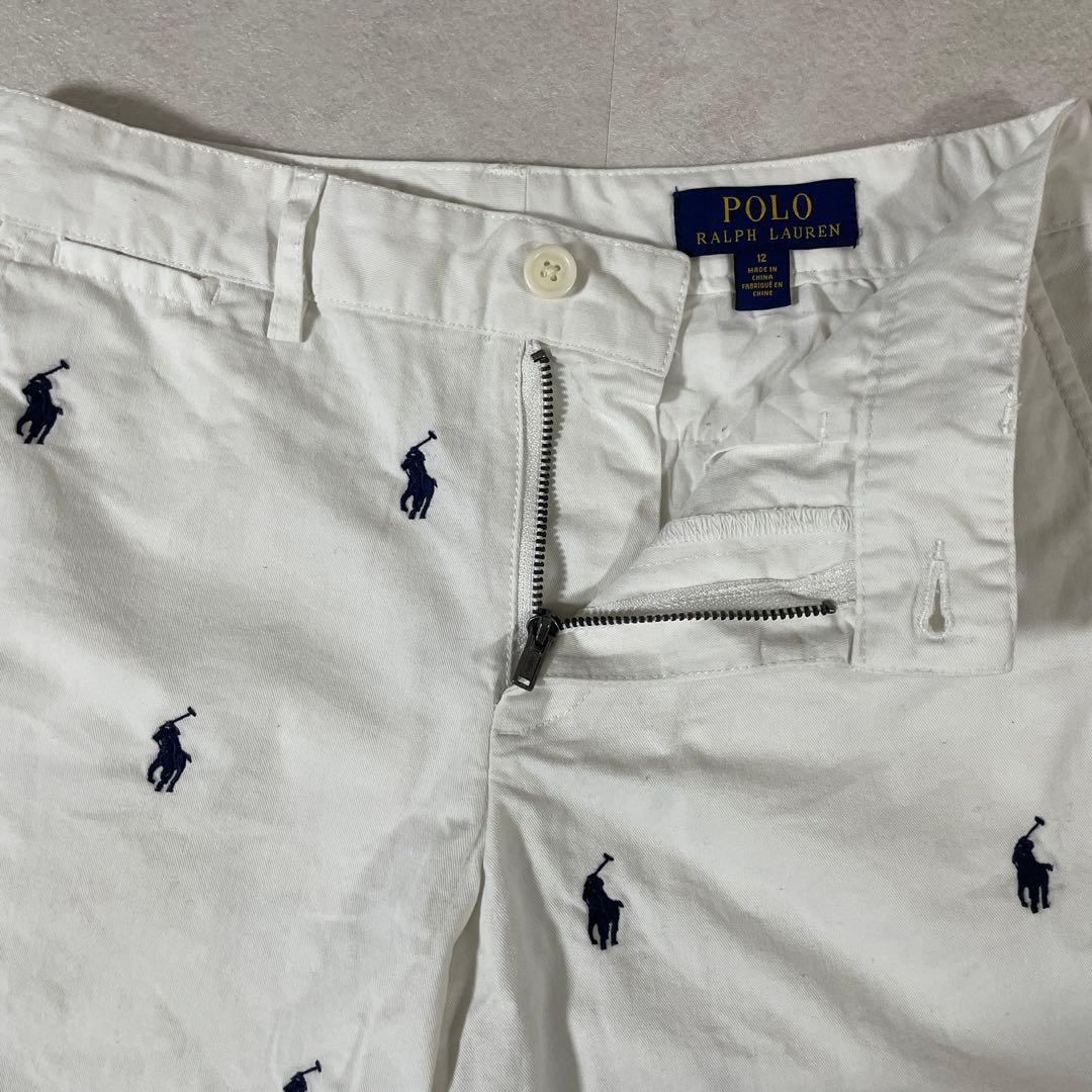 古着 POLO RALPH LAUREN ハーフパンツ 12 ホワイト 総柄
