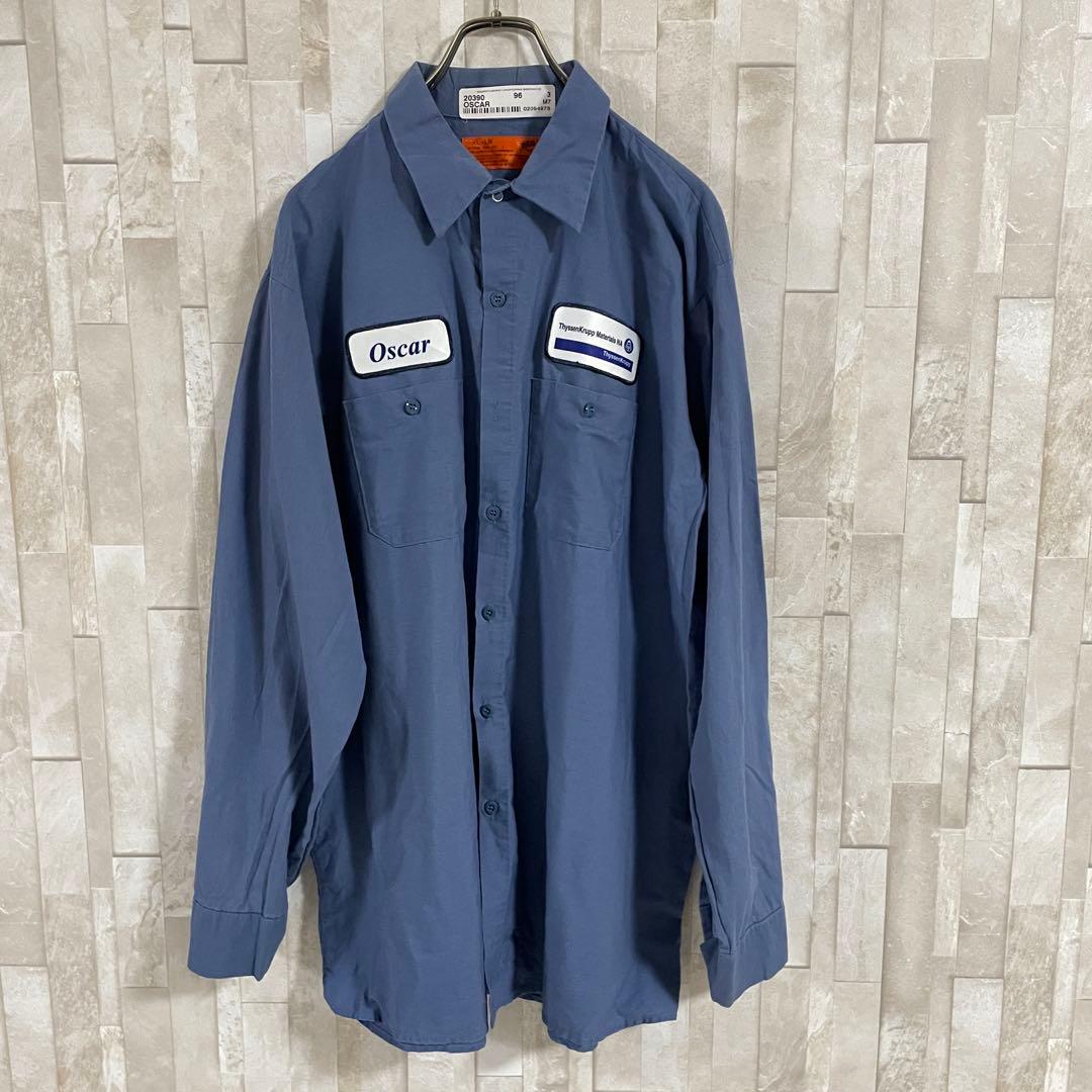 古着 RED KAP レッドキャップ 長袖 ワークシャツ サイズXL ブルー