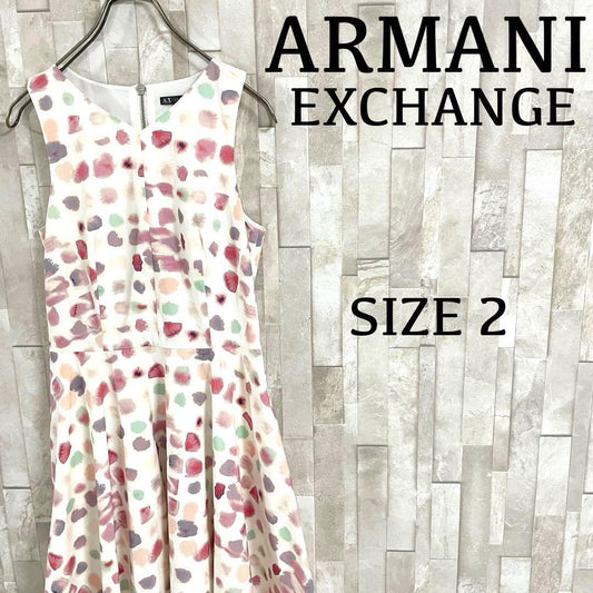【美品】ARMANI EXCHANGE ノースリーブワンピース 水彩柄 2