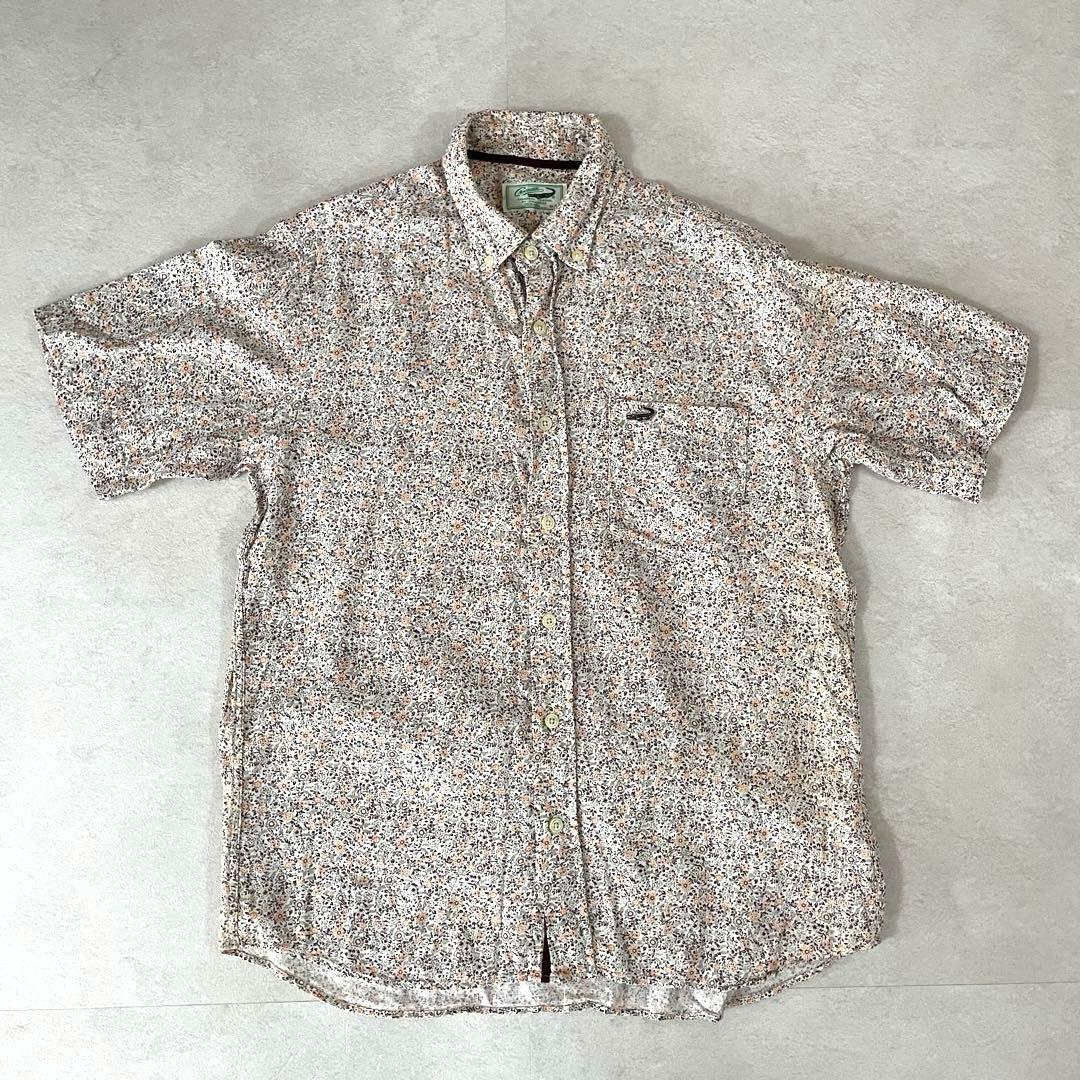 【美品】CROCODILE 半袖シャツ サイズM 花柄 総柄 ロゴ刺繍 日本製