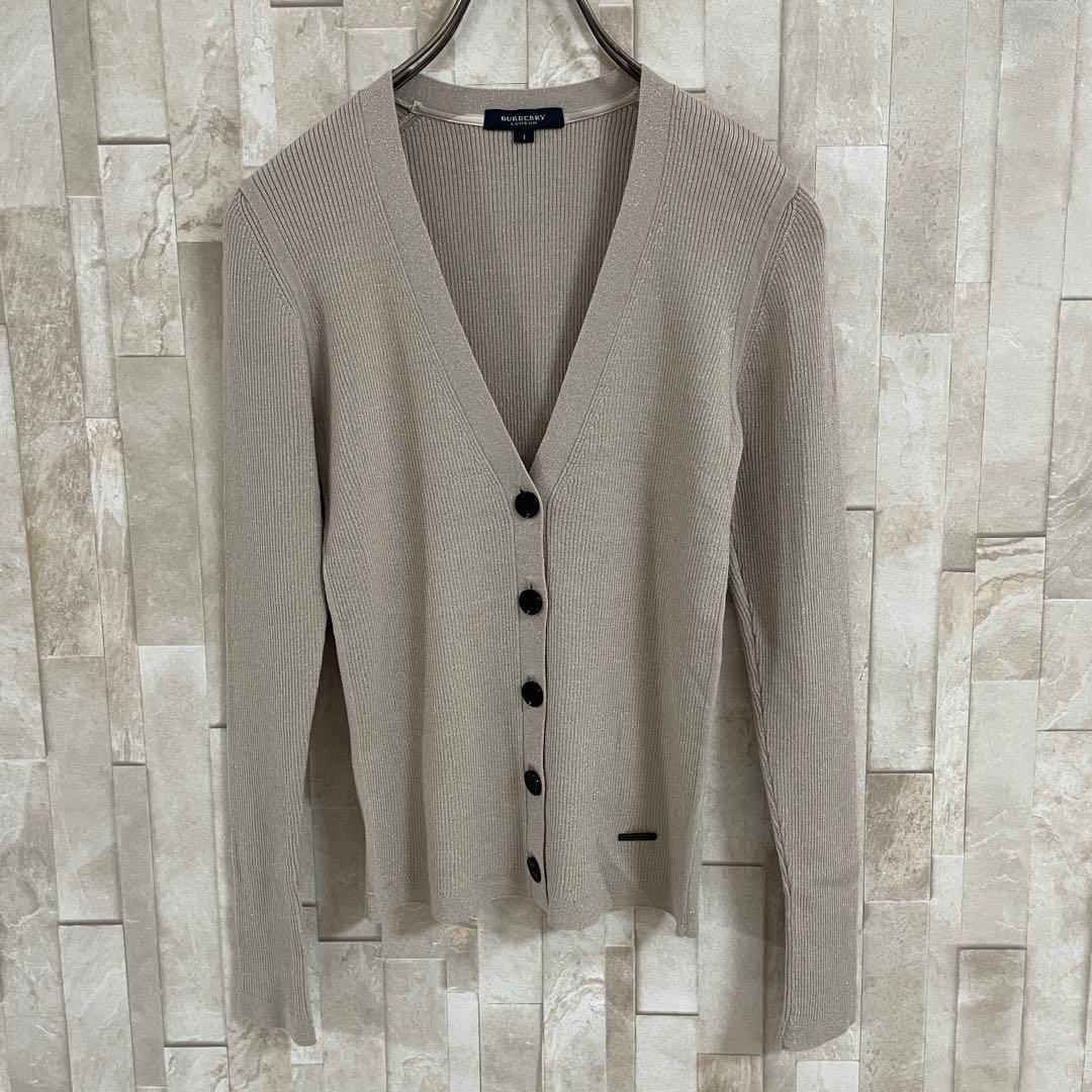 【美品】BURBERRY LONDON カーディガン カシミヤ混 ラメ入り