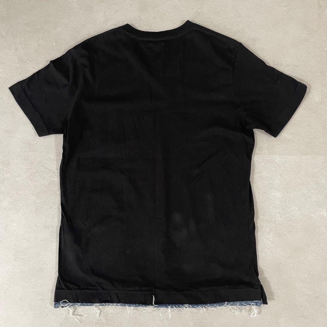 古着DIESEL 半袖VネックTシャツ デニムポケット サイズS ブラック